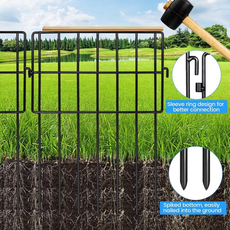 Getlay 22 Pack Animal Barrier Fences, 1.5" Gap No Digging Garden Fence Panels, Metals Black Deterrent Fence for Dogs Rabbits, Decorative Fence for Outdoor Landscape Patio Total 22 ft(L)×16 in(H) - Image 4